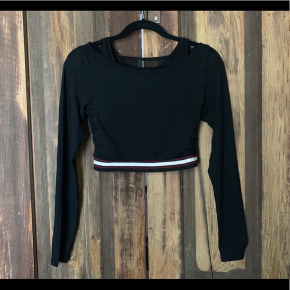NWOT cropped double layer mesh long sleeve shirt - Picture 1 of 4